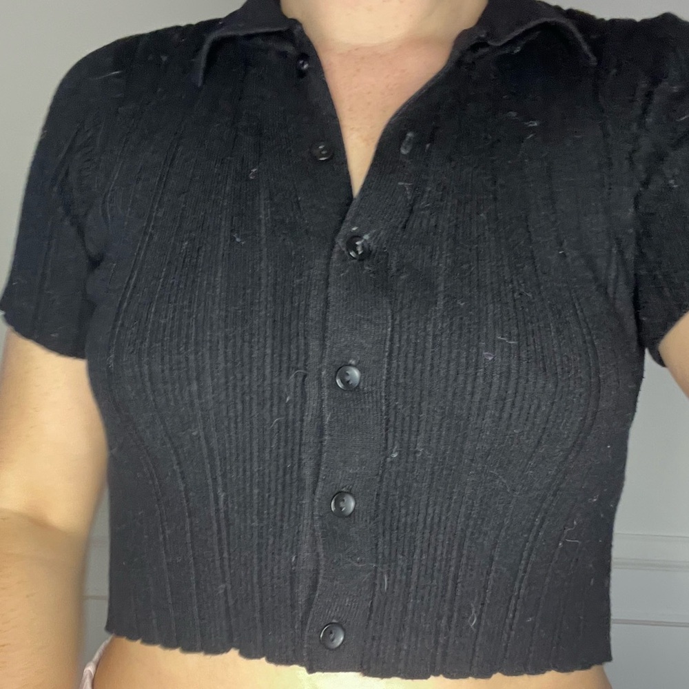 Black button-up top